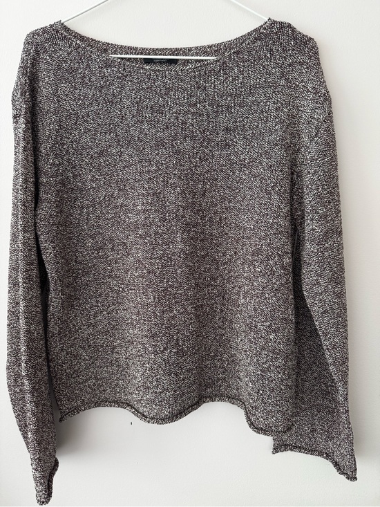 Massimo Dutti Sweaters - Massimo Dutti Marled Charcoal and White Scoop Neck Sweater